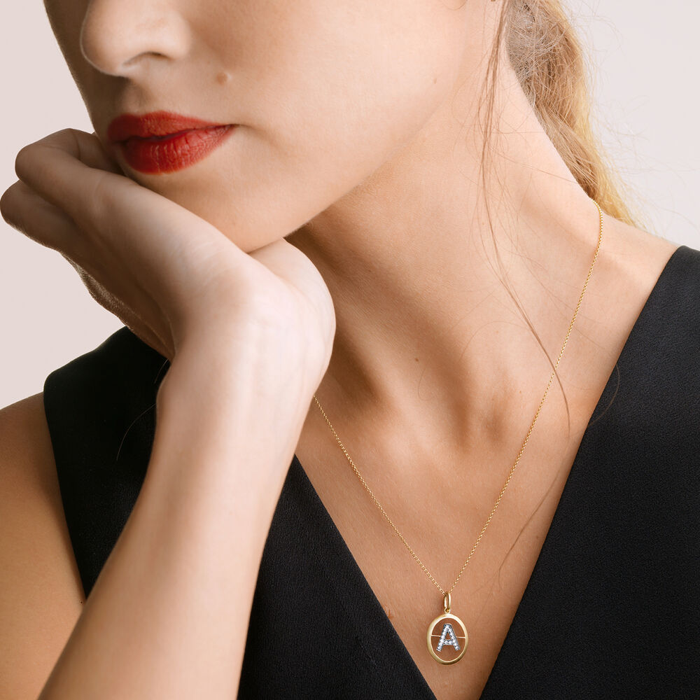 Initials 18ct Yellow Gold Diamond A Pendant | Annoushka jewelley